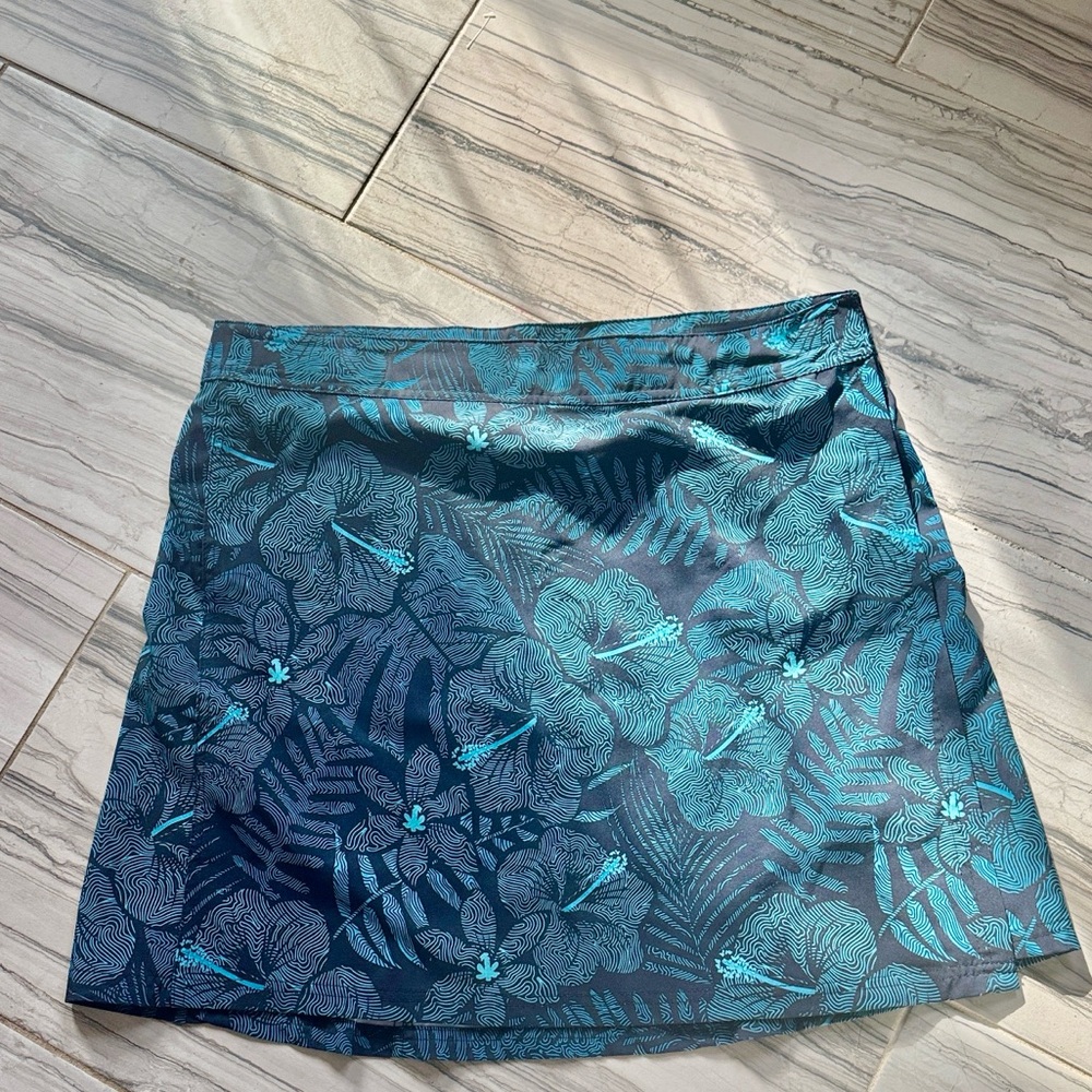 Tropical Floral Mini Skirt in Teal